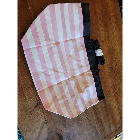 Victoria Secret Beach Tote Bag Weekender Striped Pink and White 2019. - Picture 8 of 10